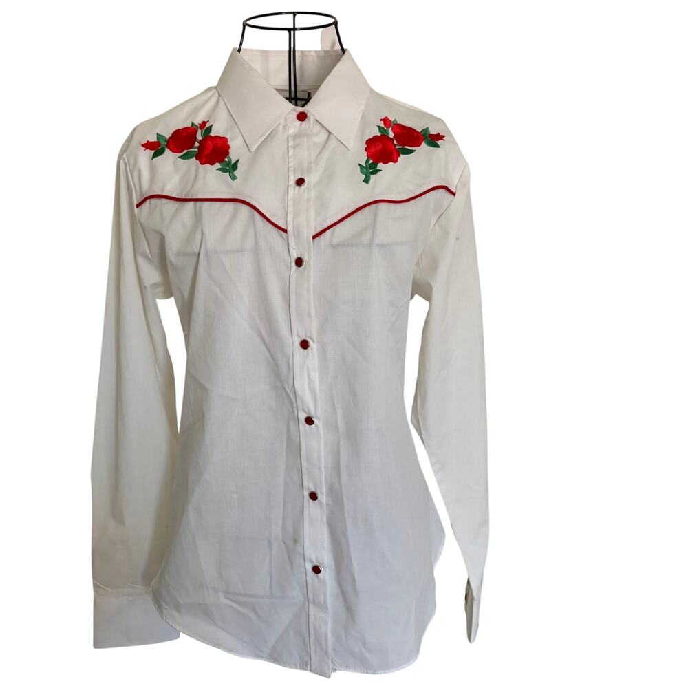 NWT Vintage Ely Country Charmers Embroidered Western Cowgirl Blouse Cottage M